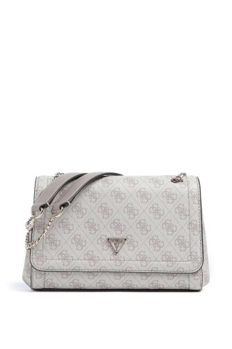 Kadın Monogram Desenli Zincir Askılı Omuz Çantası - Vizon - Guess