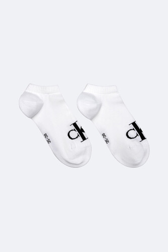 Kadın Monogram Logolu 2'li Sneaker Çorap Seti - Beyaz - Calvin Klein