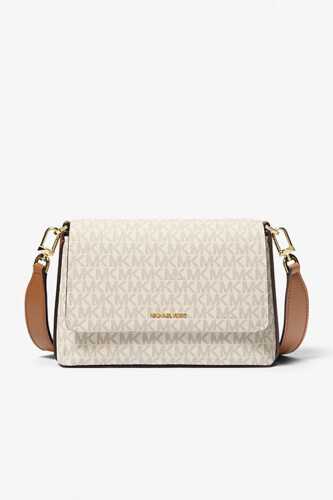 Kadın Nessa Küçük İmzalı Logolu Çapraz Çanta - Krem 