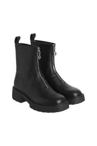 Kadın Önden Fermuarlı Kalın Tabanlı Bot - Siyah 