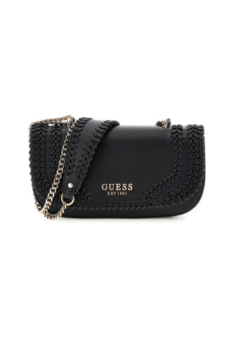 Kadın Örgü Detaylı Omuz Çantası - Siyah - Guess