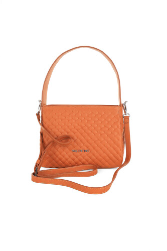 Kadın Örgü Dokulu Deri Omuz Çantası - Taba 