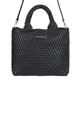 Kadın Örgü Dokulu Kol ve Omuz Çantası - Siyah 