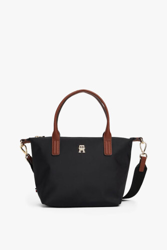 Kadın Popette Metal Amblemli Omuz Çantası - Siyah 