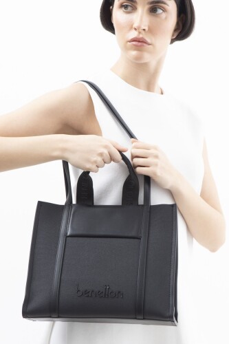 Kadın Print El Çantası - Siyah 