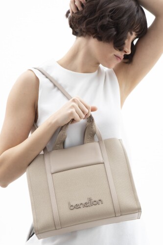 Kadın Print El Çantası - Ten 