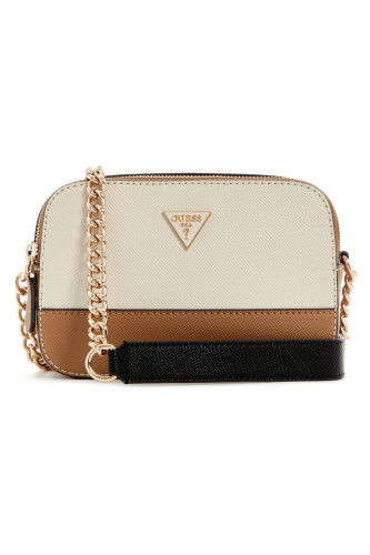 Kadın Renk Bloklu Çift Bölmeli Kamera Çantası - Bej - Guess
