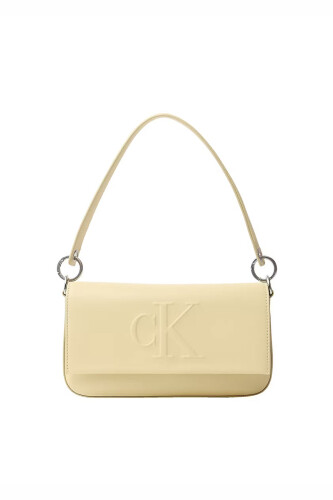 Kadın Sculpted Flap Omuz Çantası - Açık Bej - Calvin Klein