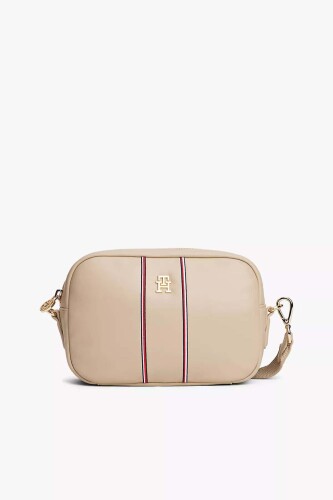 Kadın Şerit Detaylı Kamera Omuz Çantası - Bej - Tommy Hilfiger