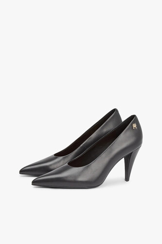 Kadın Sivri Burun Deri Topuklu Ayakkabı - Siyah 