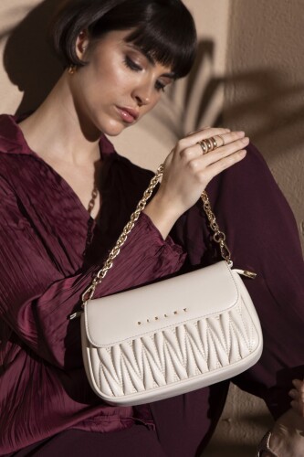 Kadın Sly Kırınkıl Çapraz Çanta - Bej 