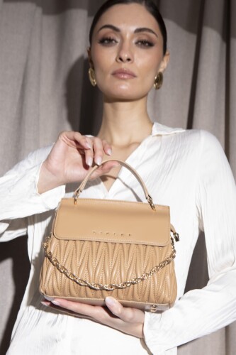 Kadın Sly Kırınkıl El Çantası - Camel 