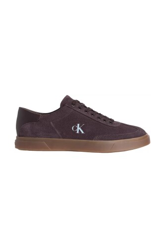Kadın Süet Monogram Logolu Sneaker - Bordo - Calvin Klein