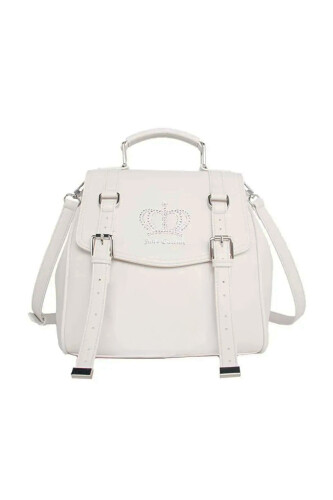 Kadın Taşlı Logo Detaylı Sırt Çantası - Ekru 