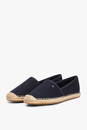 Kadın Th Bayrak Nakışlık Canvas Espadrille Loafer Ayakkabı - Lacivert 