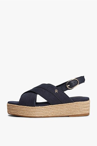 Kadın Th Denim Platform Topuklu Espadril Sandalet - Lacivert 
