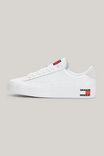 Kadın TH Deri Düz Biçimli Spor Ayakkabı - Beyaz 