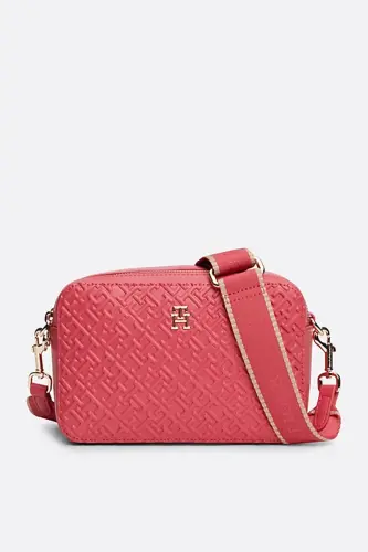 Kadın TH DISTINCT Monogram Kabartmalı Omuz Çantası - Pembe 