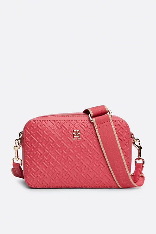 Kadın TH DISTINCT Monogram Kabartmalı Omuz Çantası - Pembe - Tommy Hilfiger