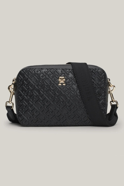 Kadın TH DISTINCT Monogram Kabartmalı Omuz Çantası - Siyah - Tommy Hilfiger