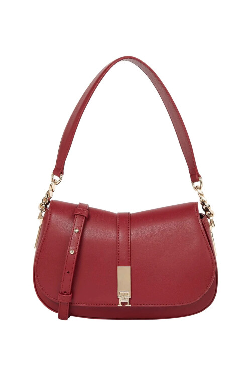 Kadın TH HERITAGE SADDLE BAG Omuz Çantası - Kırmızı - Tommy Hilfiger