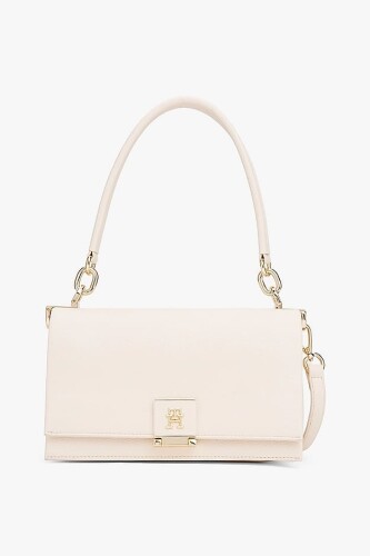 Kadın Th Kapaklı Askılı Omuz Çantası - Krem - Tommy Hilfiger