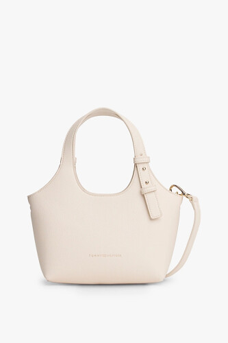 Kadın TH Logo Mini Tote Yarım Ay Formlu El Çantası - Krem 