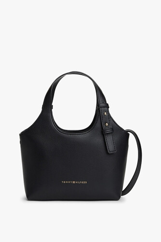 Kadın TH Logo Mini Tote Yarım Ay Formlu El Çantası - Siyah 