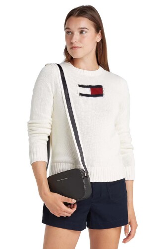 Kadın TH Logotape Camera Bag Omuz Çantası - Siyah - Tommy Hilfiger