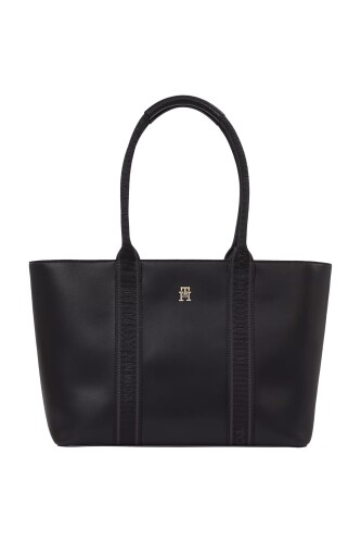Kadın Th Logotape Tote Omuz Çantası - Siyah - Tommy Hilfiger