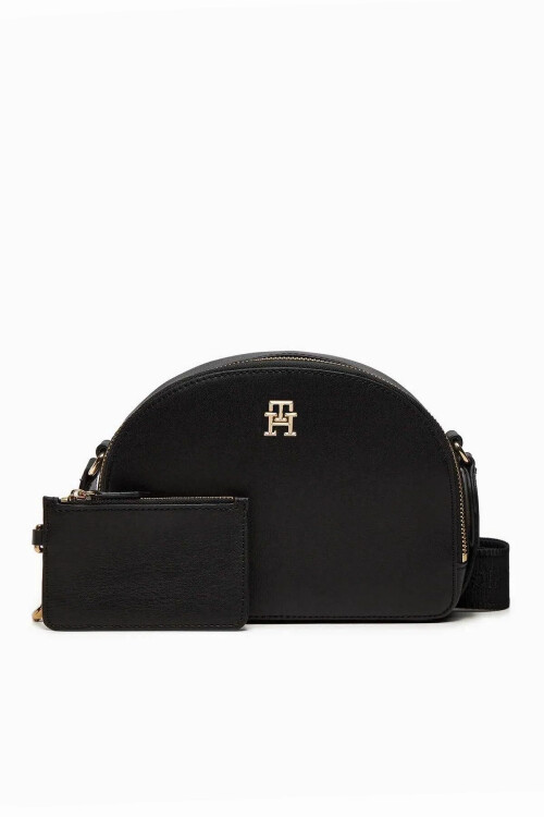 Kadın TH MONOTYPE HALF Ayarlanabilir Askılı Omuz Çantası - Siyah - Tommy Hilfiger