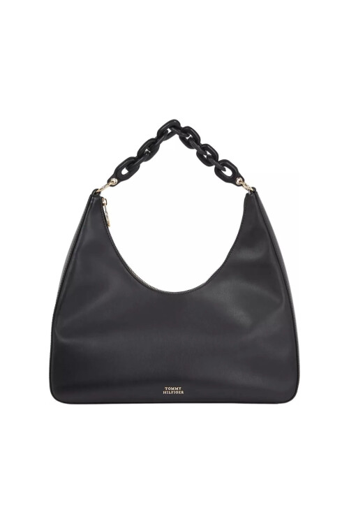 Kadın TH SOFT Leather Omuz Çantası - Siyah - Tommy Hilfiger