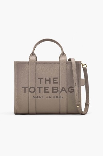 Kadın The Tote Bag Yazı Kabartmalı Deri Omuz ve El Çantası - Vizon 