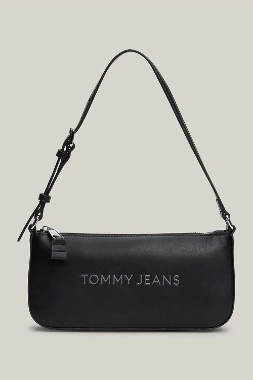 Kadın TJW ESS Marka Logo Detaylı Fermuarlı Çok Cepli Omuz Çantası - Siyah - Tommy Hilfiger
