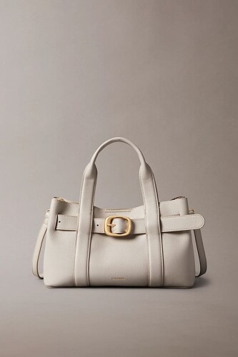 Kadın Tokalı Çıkarılabilir Askılı Mini Tote El Çantası - Krem - Calvin Klein