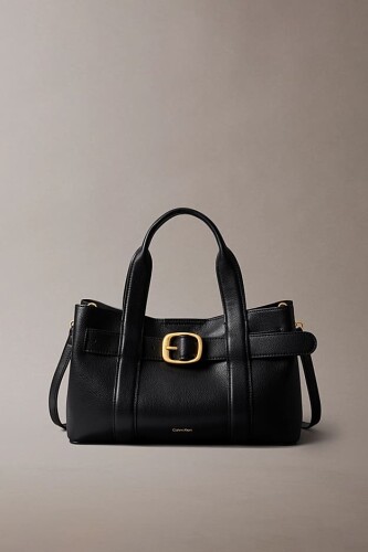 Kadın Tokalı Çıkarılabilir Askılı Mini Tote El Çantası - Siyah - Calvin Klein