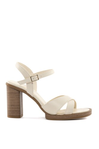 Kadın Topuklu Sandalet - Bej 