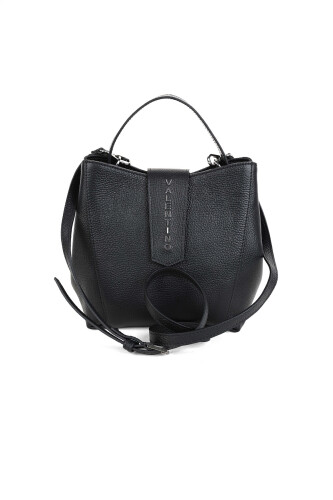 Kadın Üstten Saplı ve Askılı Deri Omuz Çantası - Siyah - Valentino