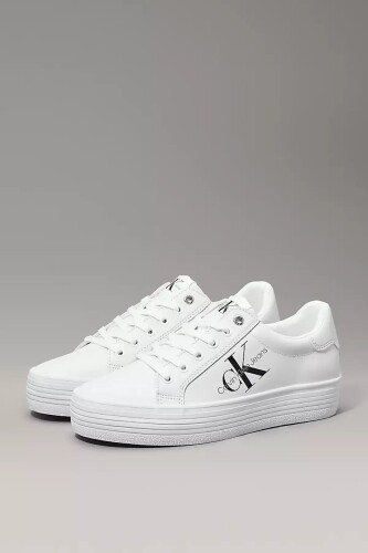 Kadın Vulc Düz Form Bağlı Düşük Sneaker Ayakkabı - Beyaz - Calvin Klein