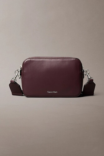 Kadın Webbing Double Strap Camera Bag Çapraz Askılı Omuz Çantası - Bordo 