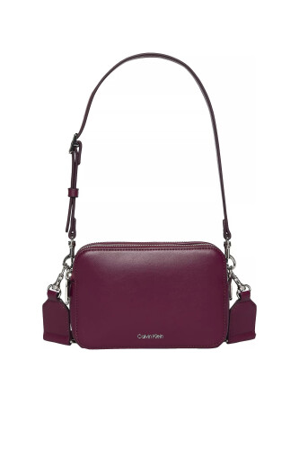 Kadın Webbing Double Strap Camera Bag Omuz Çantası - Mürdüm 