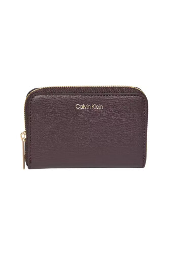 Kadın Yaldızlı Logolu Fermuarlı Cüzdan - Mürdüm 