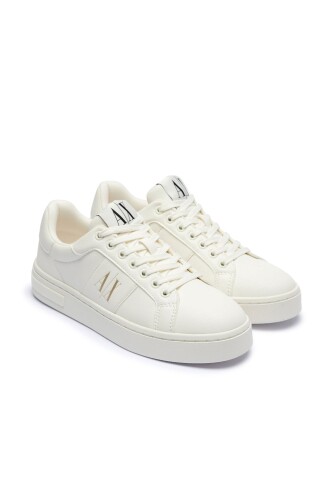 Kadın Yanı Gold Logo Detaylı Sneaker - Kırık Beyaz 