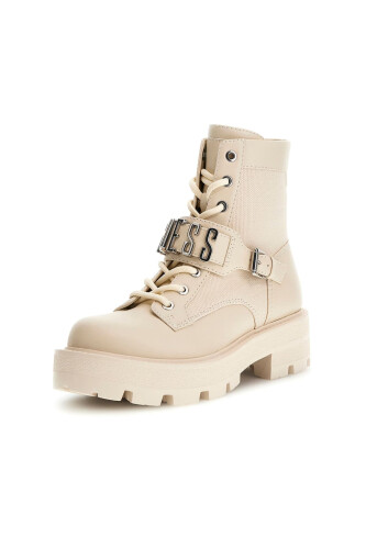 Kadın Yanzy2 Metal Aksesuarlı Traktör Tabanlı Bot - Krem 