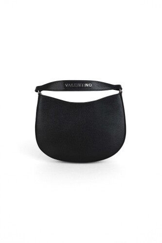 Kadın Yarım Ay Formlu Deri El ve Omuz Çantası - Siyah 