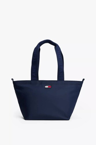 Kadın Yazılı Askılı Tote Omuz Çanta - Lacivert - Tommy Hilfiger