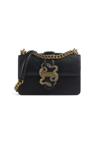 Kadın Yılan Tokalı Zincir Askılı Çapraz Askılı Çanta - Siyah 