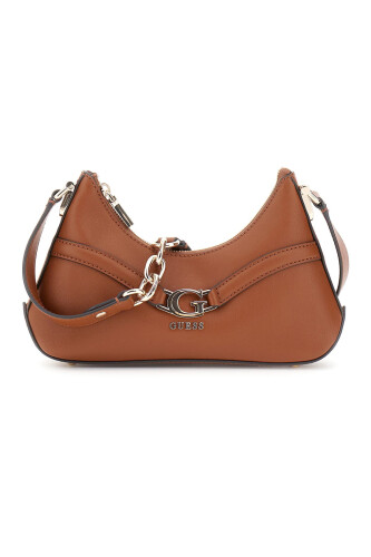 Kadın Zincir Aksesuarlı Yarım Ay Omuz Çantası - Taba - Guess