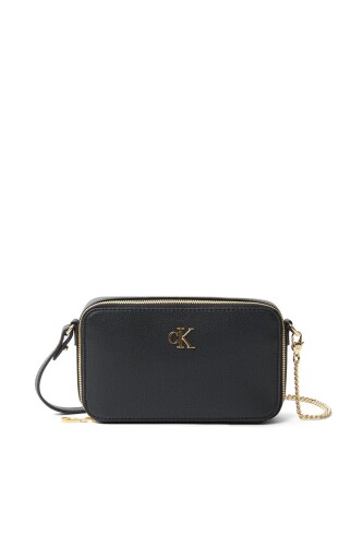 Kadın Zincir Askı Detaylı Minimalist Monogramlı Kamera Çantası - Siyah - Calvin Klein