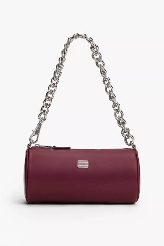 Kadın Zincir Askılı Silindir Omuz Çantası - Bordo - Tommy Hilfiger